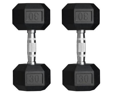 30lb Rubber Hex Dumbbells