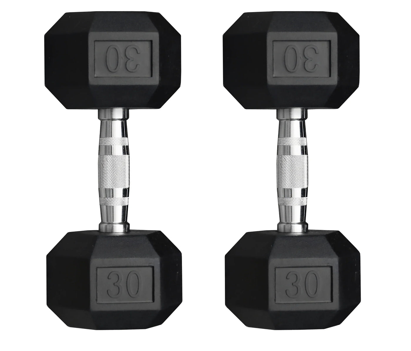 30lb Rubber Hex Dumbbells