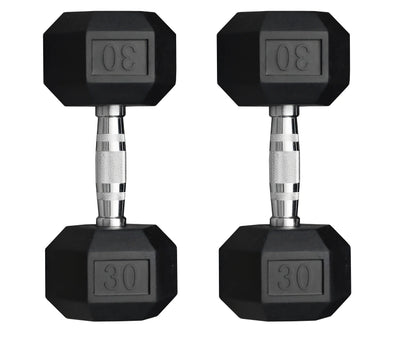 30lb Rubber Hex Dumbbells