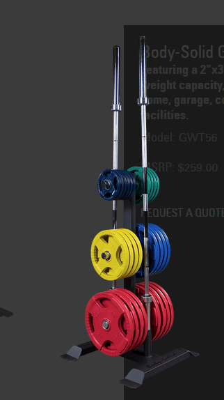 Body-Solid GWT56 Weight Tree & Bar Holder – Olympic Plate Storage with Dual Barbell Holders