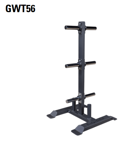 Body-Solid GWT56 Weight Tree & Bar Holder – Olympic Plate Storage with Dual Barbell Holders