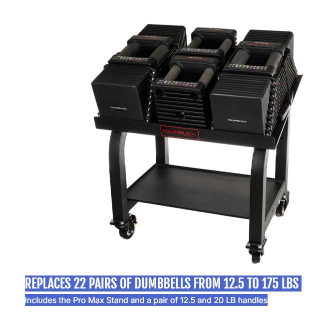 Powerblock Commercial Pro 175lb Adjustable Dumbbell Set W/Stand