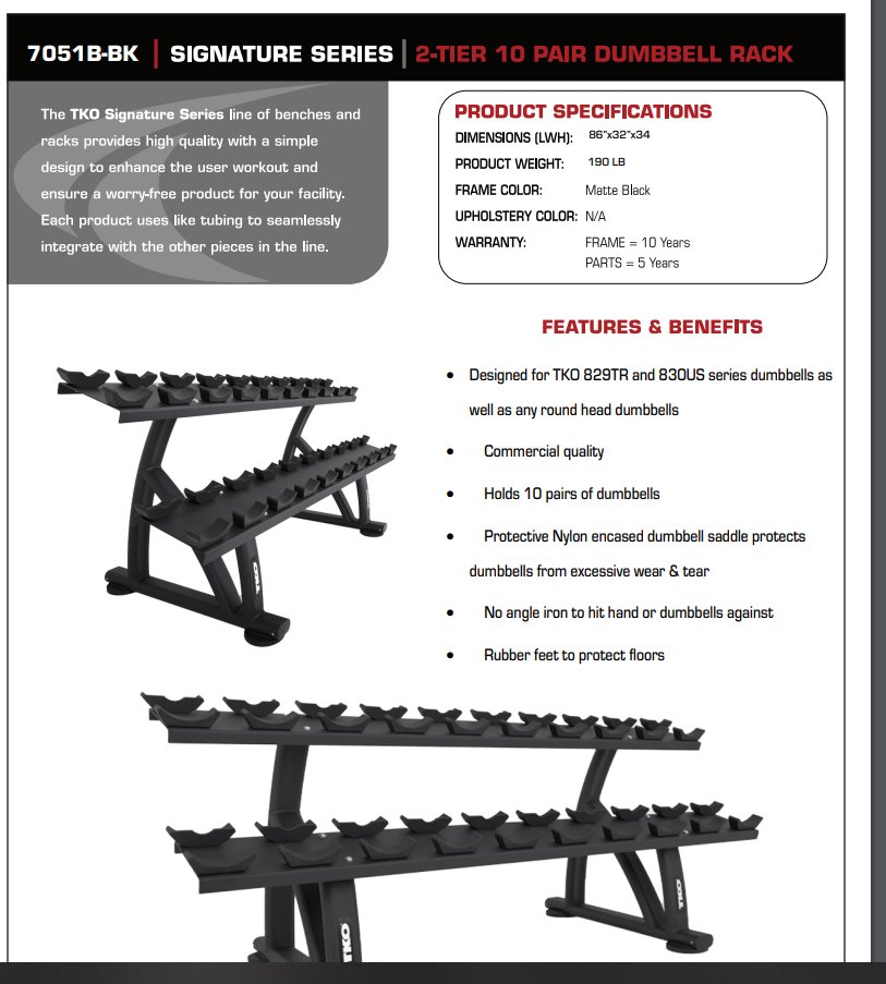 TKO 10 Pair Dumbbell Rack