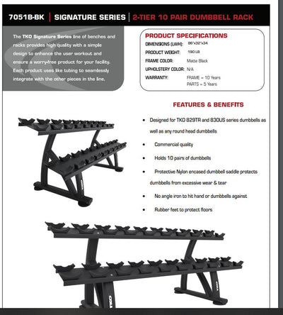 TKO 10 Pair Dumbbell Rack