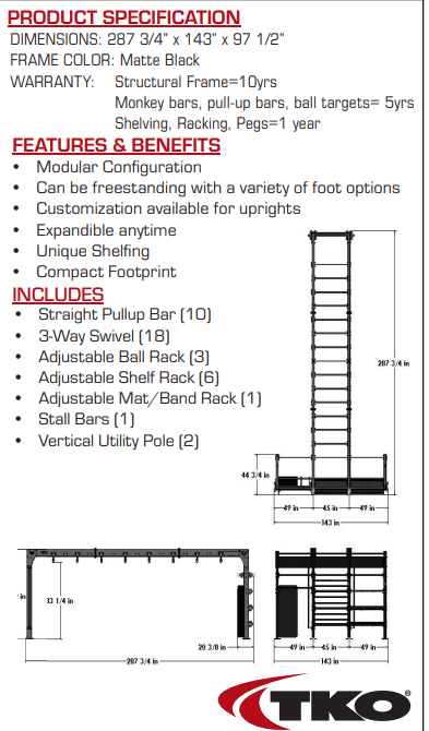 TKO 23' Functional Fitness-Bridge With Storage