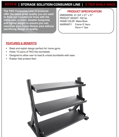 TKO 3-Tier Shelf Dumbbell Rack