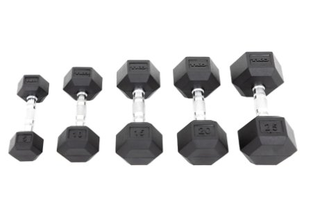 TKO Rubber Hex Dumbbell w/ Chrome Contoured Grip