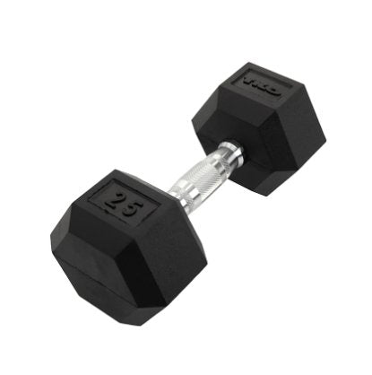 TKO Rubber Hex Dumbbell w/ Chrome Contoured Grip