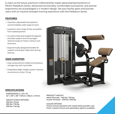 TRUE Palladium Low Back Extension – Commercial Lumbar Machine Fitness Specialist TX