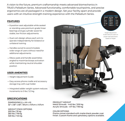 True Fitness Palladium Seated Bicep Curl SPL-0600-Fitness Specialist