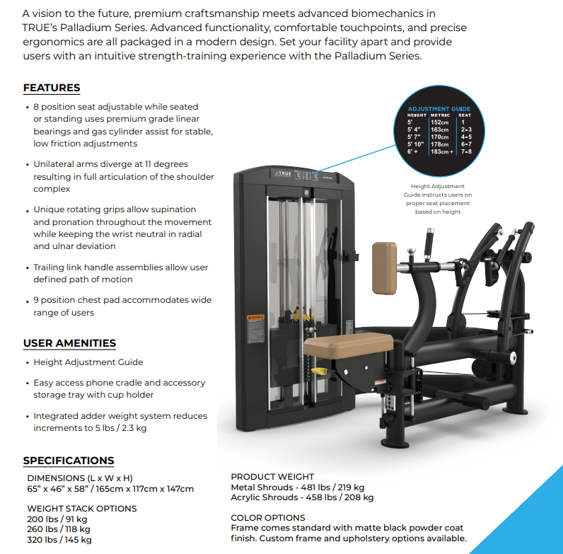 TRUE Palladium SPL-1200 Seated Row – Commercial Back Machine Fitness Specialist TX