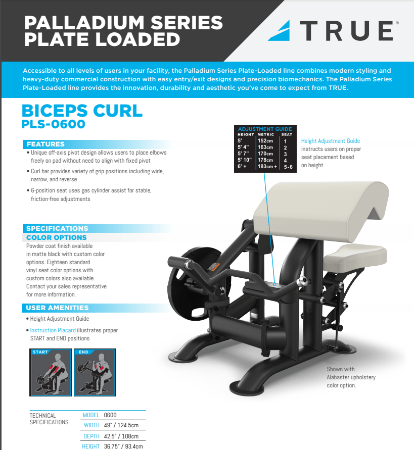True Palladium Plate Load Bicep Curl