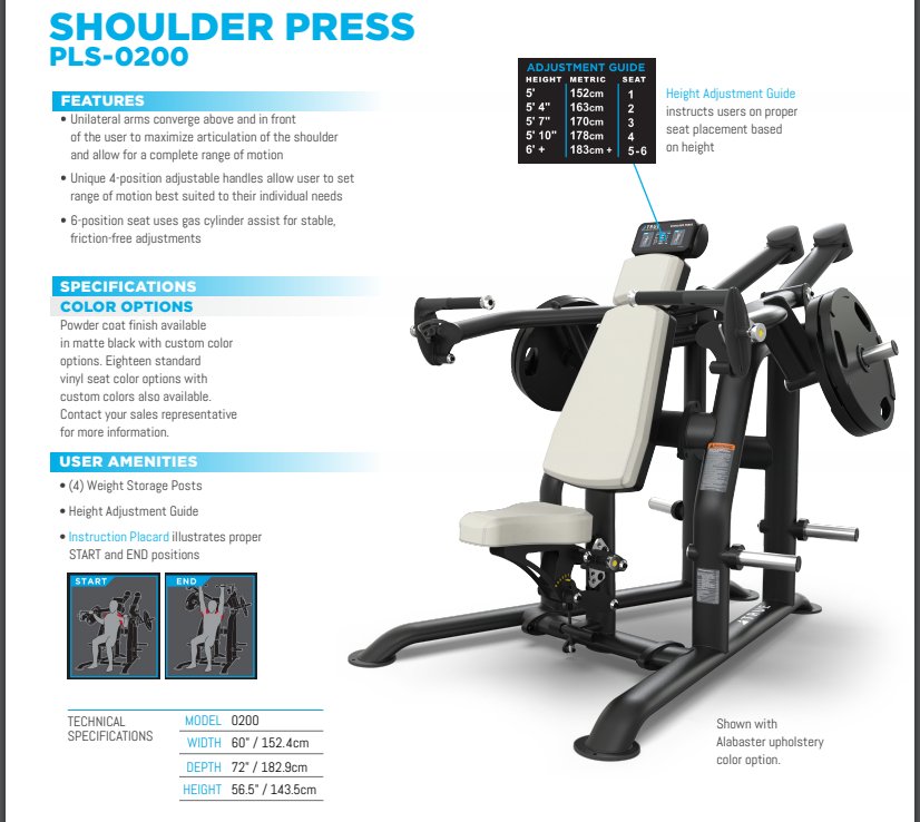 True Palladium Plate Load Shoulder Press